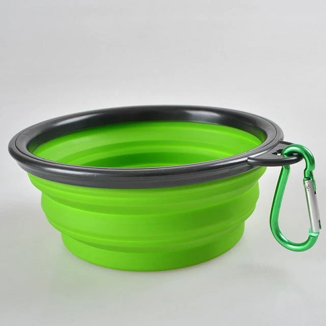 1 Collapsible Travel Dog Food Water Bowls BPA Lead Free Carbiner Red Blue Green - Image 3 of 4