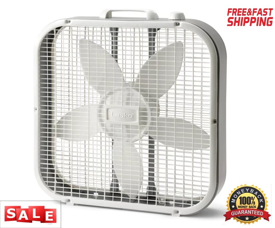 20 Inch Box Fan 3-Speed (2 Pack) Lasko Portable White Box Fan Air  Circulation | eBay