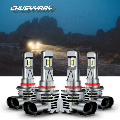 4x CHUSYYRAY 9005 9006 LED Combo Headlight Bulbs Hi Low Beam Kit Extremely White