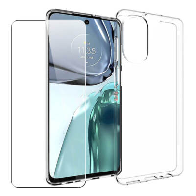 Hülle für Motorola Moto G62 5G + Glas Displayschutzfolie Klar Gel