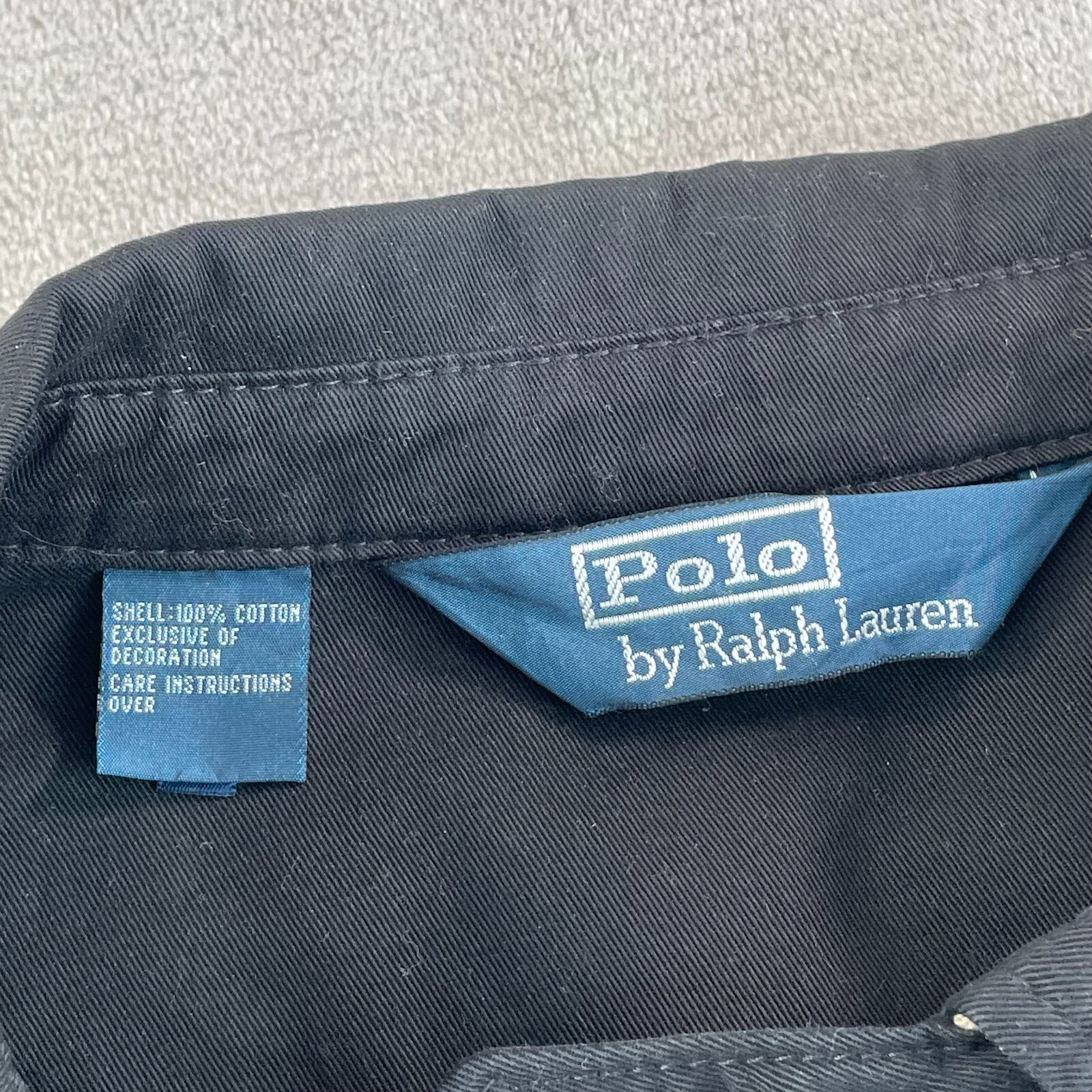 Giacca Bomber Polo Ralph Lauren Vintage Uomo 2XL Nero Chinstrap Collo Rosso Pony