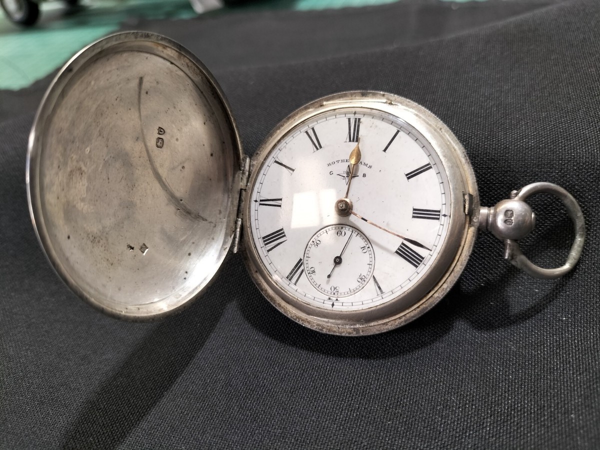 Antique 1882 Stirling Silver Lge Pocket Watch Rotherhams London
