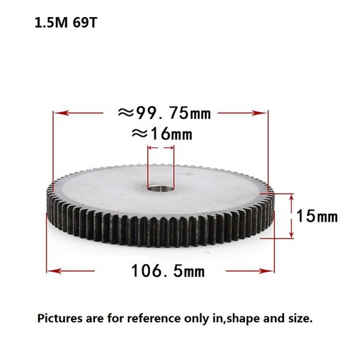 1.5 Modulu 12-100Tooth Spur Gears pitch 4.71mm 45# Steel Pinion Motor Drive Gear - Picture 65 of 80