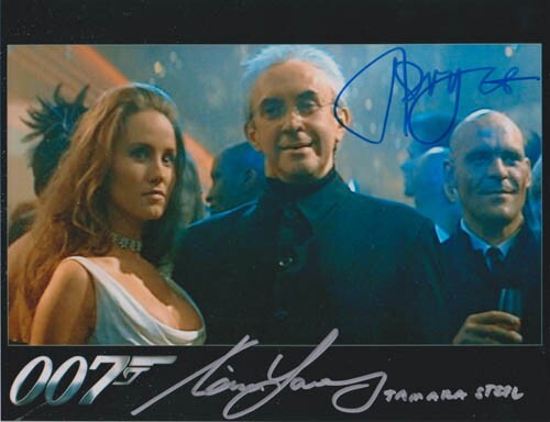 NINA YOUNG & JONATHAN PRYCE 007 JAMES BOND DOUBLE AUTOGRAPH TOMORROW NEVER DIES
