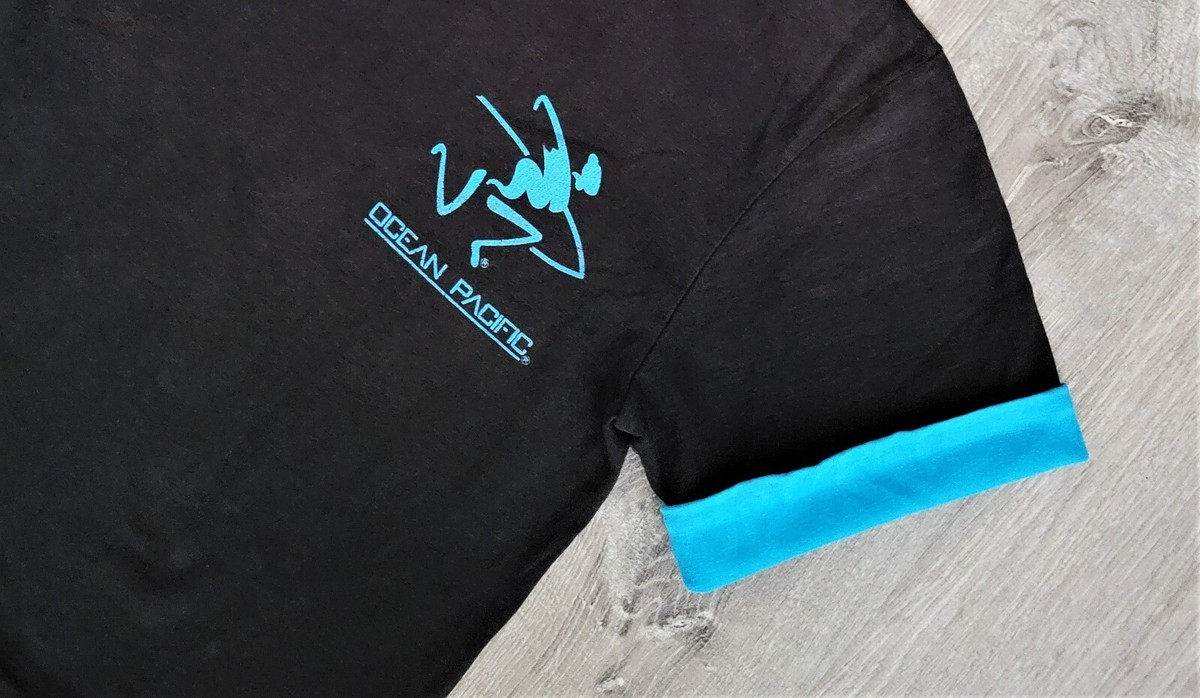 Vintage 80s Ocean Pacific T Shirt Vtg 1989 Psychedelic Surf