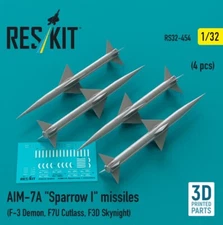 AIM-7A "Sparrow I" missiles (4 pcs) F-3 Demon, F7U Cutlass 1/32 Reskit RS32-0454