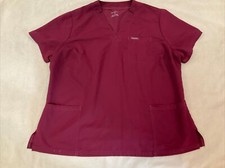 Jaanuu Scrub Top 1X Womens Wine 3 Pockets
