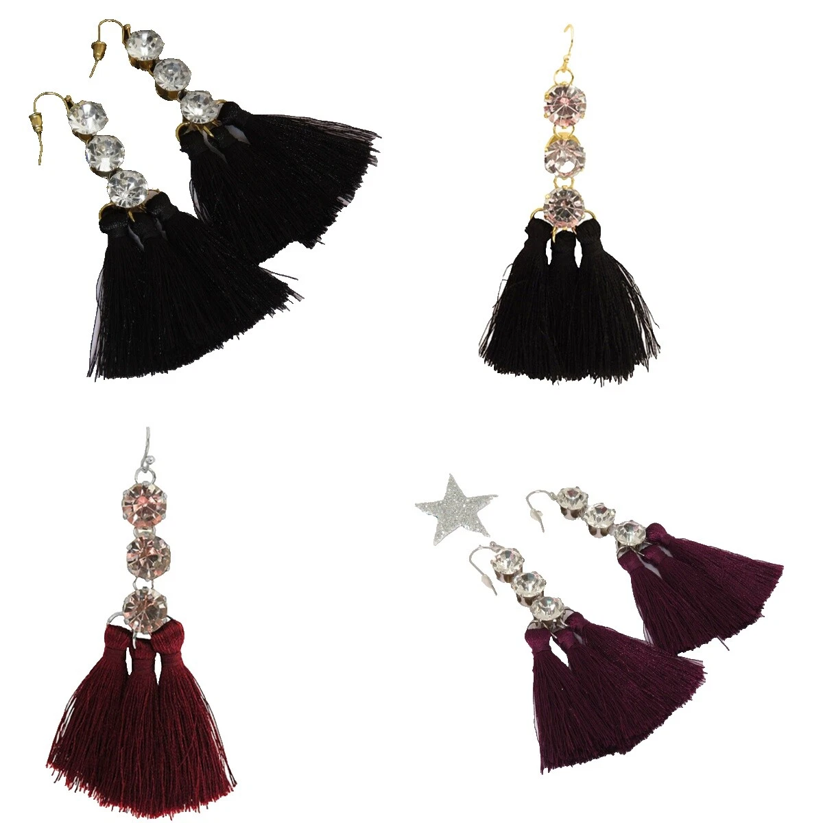 Crystal Tassel Silver Plated Fashion Earrings