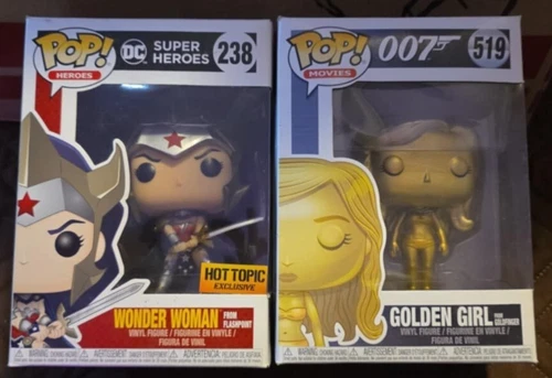 DAMAGED Lot of 2 Funko Pops! 007 Golden Girl & Wonder Woman!