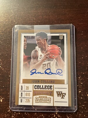 John Collins 2017-18 Panini Contenders Draft Picks College Ticket Auto Hawks