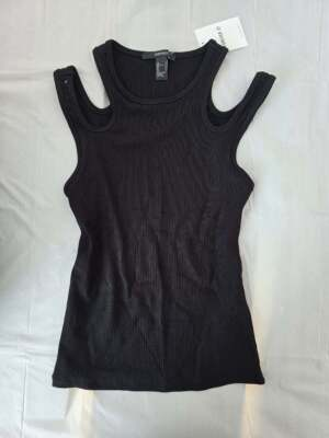 #ad FOREVER 21 Size Small Women#x27;s Black Tank Top Open Shoulders $6.00