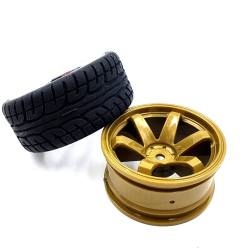 1/10 RC Car Wheels & Tyres GOLD Volk Rays TE37 Rota Alloy Style Tamiya FTX HPI - Picture 7 of 11