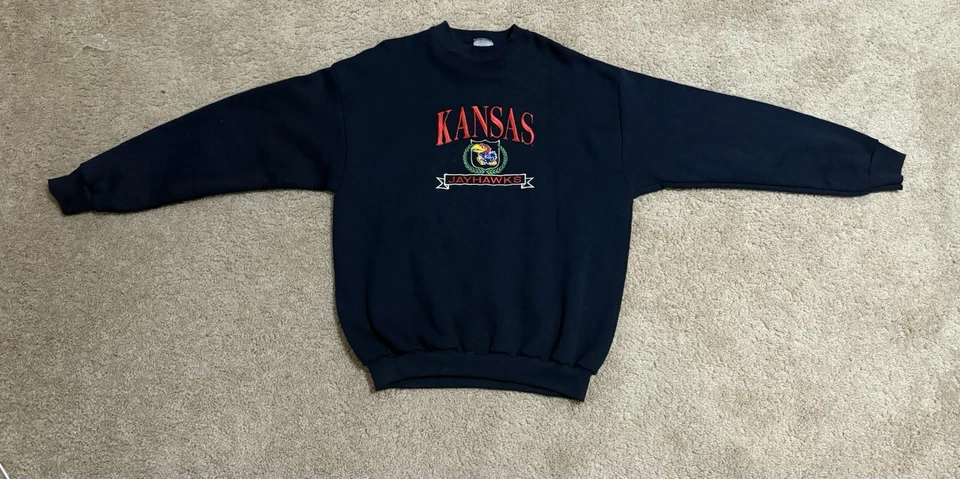 Vintage Kansas Jayhawks Vintage Logo 7 Sweater Crewneck Large Made in USA - Image 2 of 4