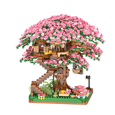 Mini Sakura Tree Building Blocks Set Diy Cherry Blossom Bricks with Light Treeho