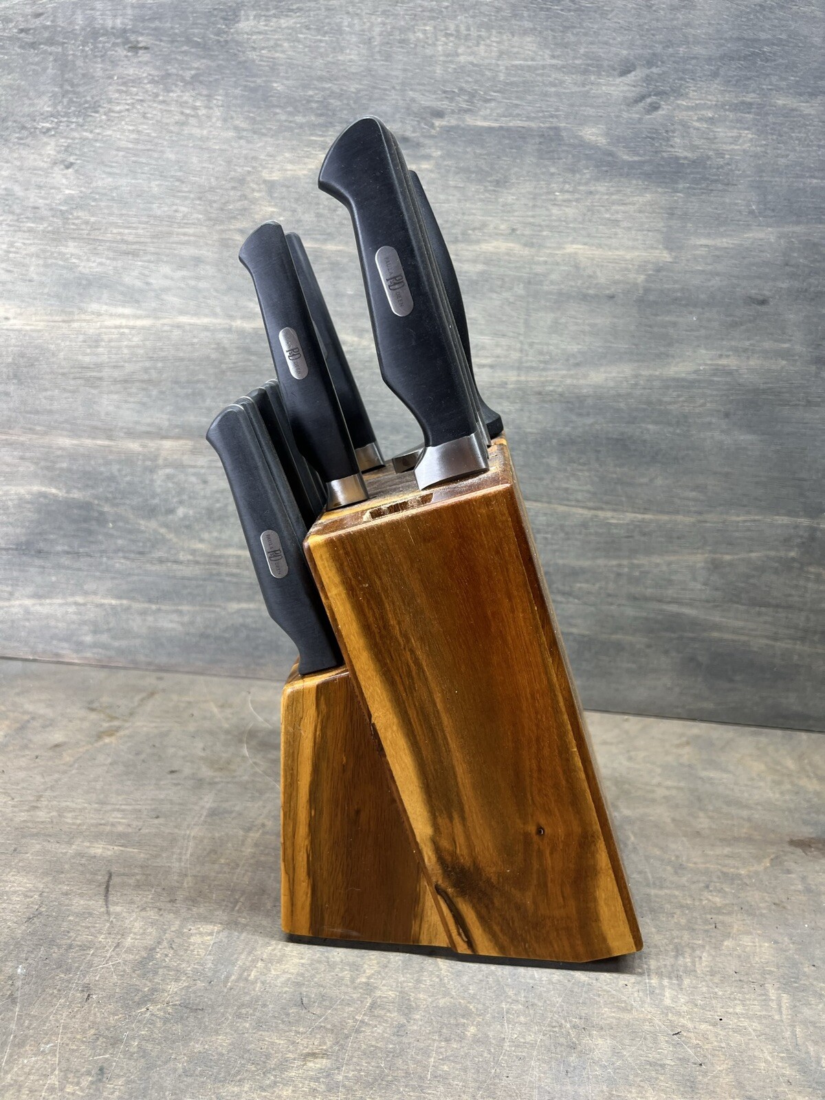 Paula Deen 13piece Knife Set Black Handled With Wood Block eBay