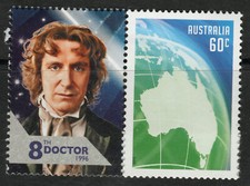8º DR WHO - Paul McGann, adjunto a MNH AUSTRALIA MAPA 60c sello