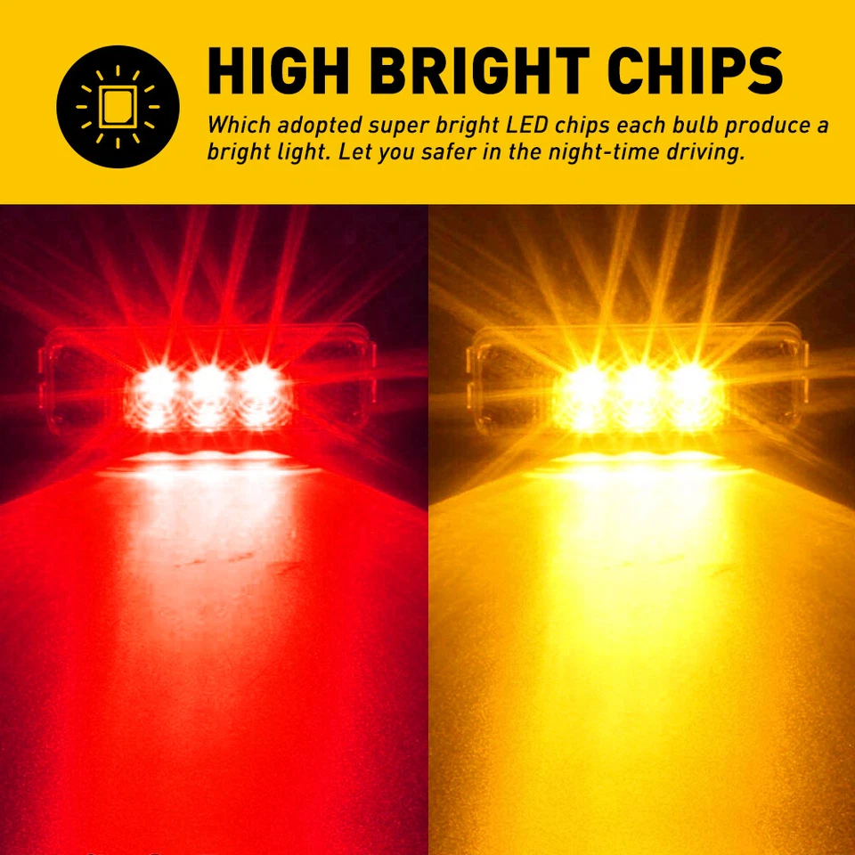 4x Ámbar Rojo Lado 3LED Marcador Liquidación Luz Camión RV Remolque Lámparas Impermeable Foto 2 de 4