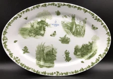 BEATRIX POTTER The World of Peter Rabbit Green Toile Serving Platter (14" x 9")