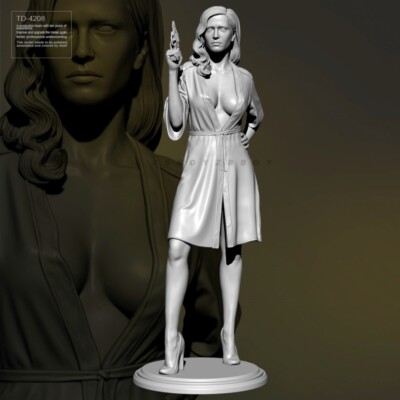 1:24 75mm resin figure model Sexy female agent Eva Green Unassembled Unpainted