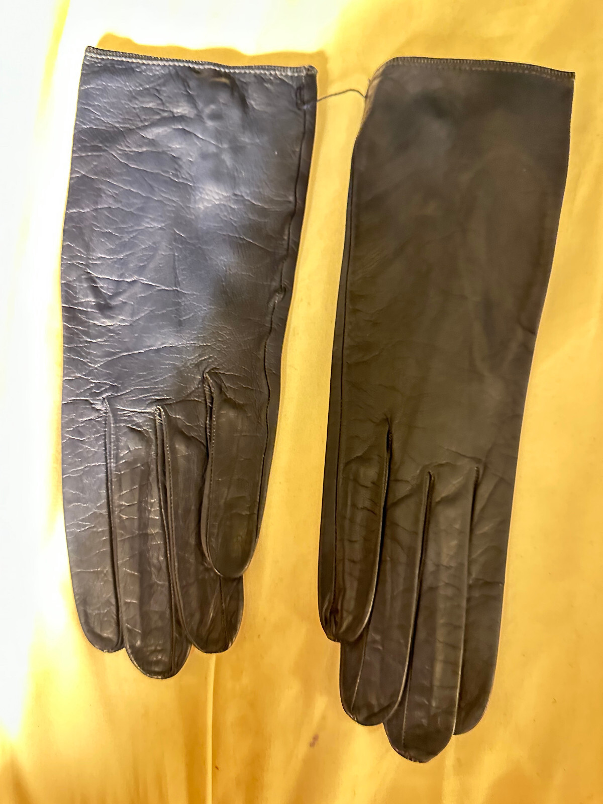 French Leather Gloves Black Ladies 7 Made in France. eBay