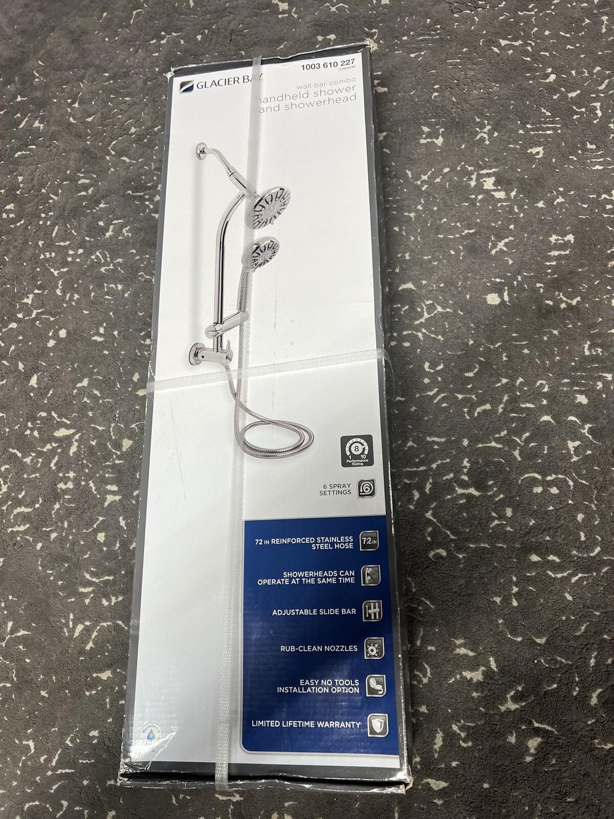 Glacier Bay Chrome 6Spray Wall Bar Combo Handheld Shower & Head 1003