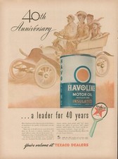 1944 Oil Gas Texaco Havoline Motor Vintage Print Ad 40th Anniversary Distilled