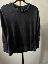 Active Life Zip Hem Drop Shoulder Knit Top Charc Athleisure Casual Womens S/M