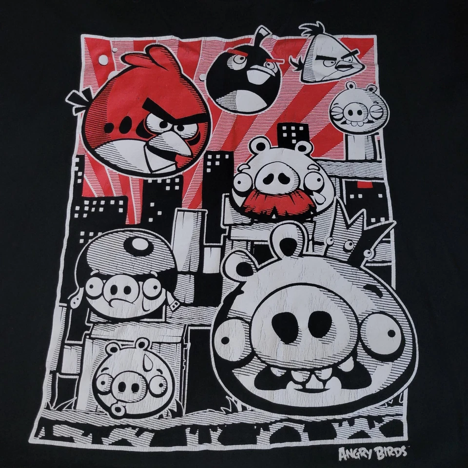 Camiseta Angry Birds By Fifth Sun manga corta para hombre talla XL extra grande negra Foto 4 de 4