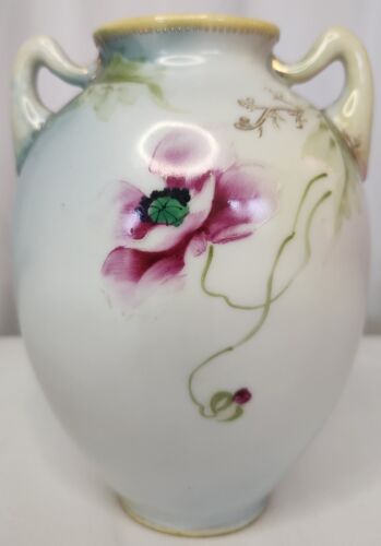 Antique Nippon Hand Painted Double Floral Scene Vase Gold Gilding w/Handles 6" - Picture 10 of 16
