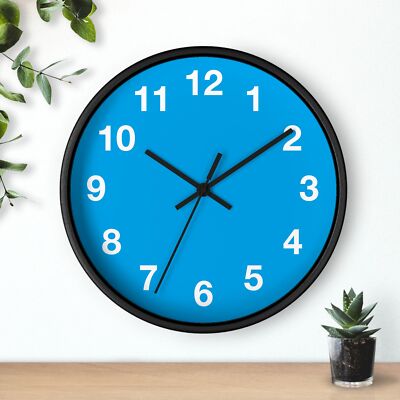 Wall Clock - Blue Background with White Numbers | eBay