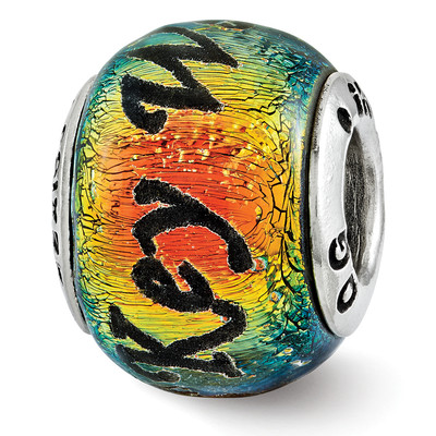 Key West Orange Dichroic Glass Bead .925 Sterling Silver Reflection Beads