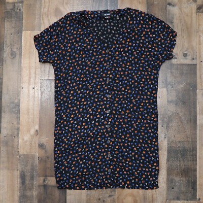 Madewell XXS Button Front Easy Mini Dress in Prairie Posies Black Floral  Anthro | eBay