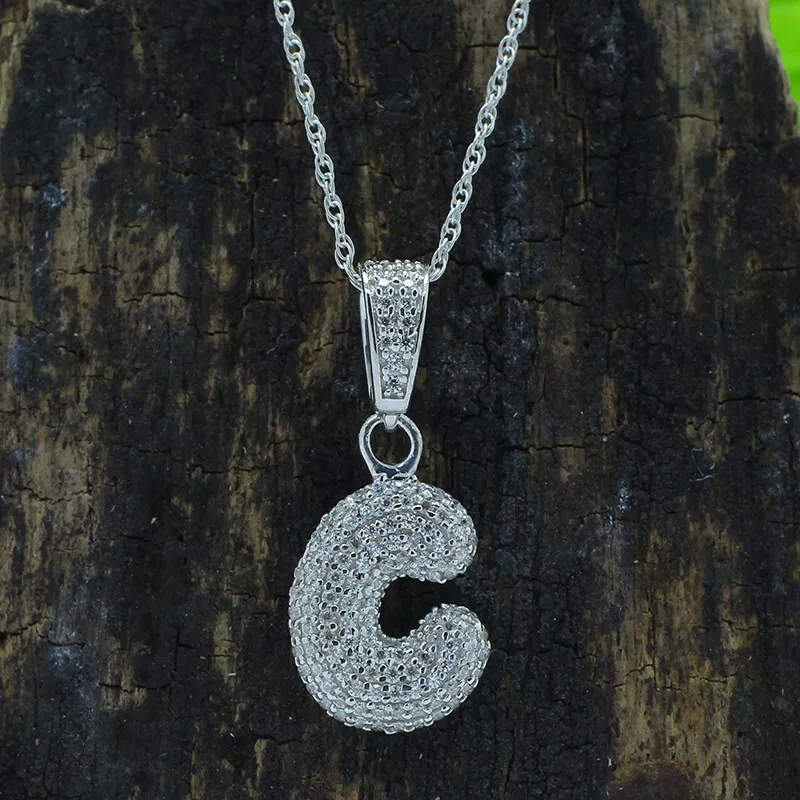 Bubble letter shop diamond necklace