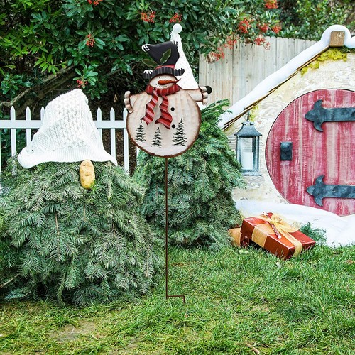 Christmas Snowman Garden Stake Decor Snowman Decoration, Outdoor Metal Yard Sign - Picture 5 of 7