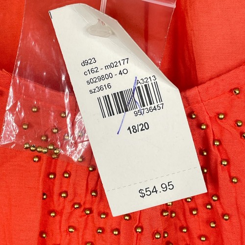 NWT Lane Bryant Top Size 18/20 Gold Beaded Coral 3/4 Sleeve Cotton Viscose - Picture 4 of 11