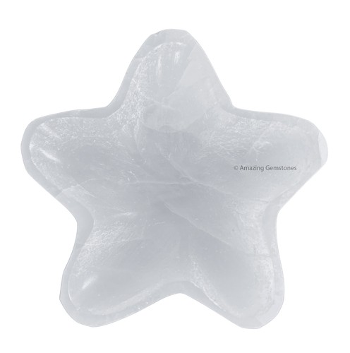 Tazón de placa de cristal de selenita para cargar tus piedras curativas - tazón en forma de estrella de 4 - Imagen 7 de 8