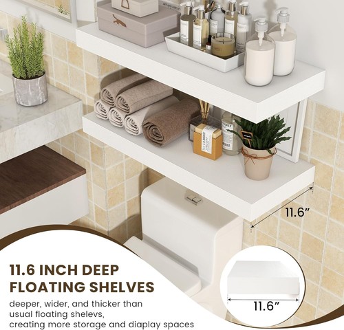Glossy White Floating Shelves - 30" x 12" for Rustic or Modern Decor - Picture 6 of 9