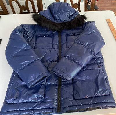 BOOHOO MAN Parka Jacket Faux Fur Hooded Highshine Puffer Mens Size Large  NWT