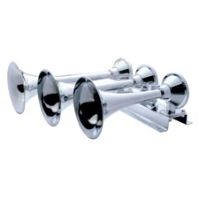 3 Trumpet Horizontal Chrome Train Horn - 12V - Right
