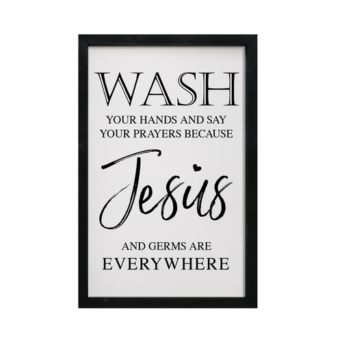 Toilet Bathroom Wall Signs 7x10 Framed Shadow Box Decor - Wash Your Hands Jesus - Picture 3 of 16