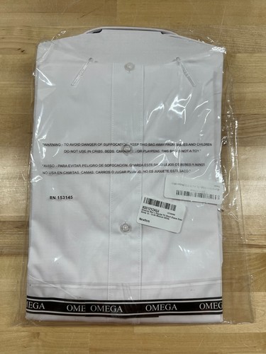 OMEGA ITALY WHITE SHORT SLEEVE BUTTON DOWN MEN'S DRESS SHIRT - SZ: M 15-15.5 - Picture 4 of 8