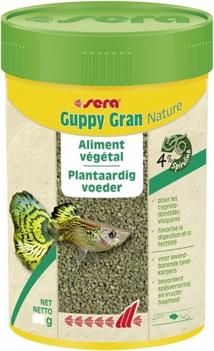 SERA Guppy Gran Nature Gr120 Ml250 Mangime granuli per guppy lebistes poecilidi - Foto 1 di 1