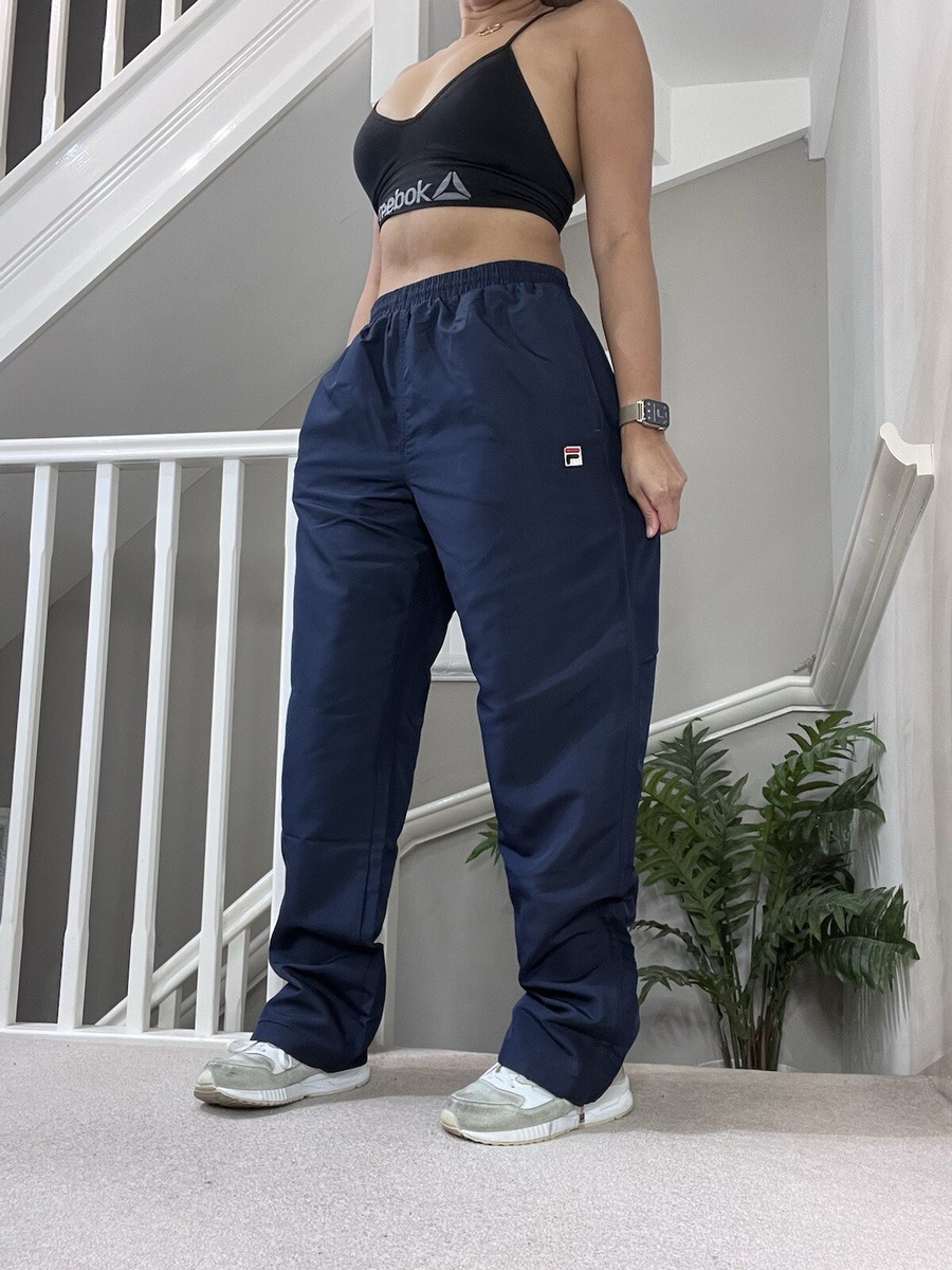 Fila Retro 90s Windbreaker Track Pants Size L unisex Oversized Fit Blue  Wide Leg