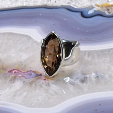 Rauchquarz Ring, 925er Silber