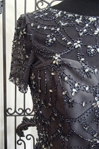 V1130B MGNY MORI LEE 71422 SZ 18 CHARCOAL $645 FORMAL GOWN - Picture 4 of 9