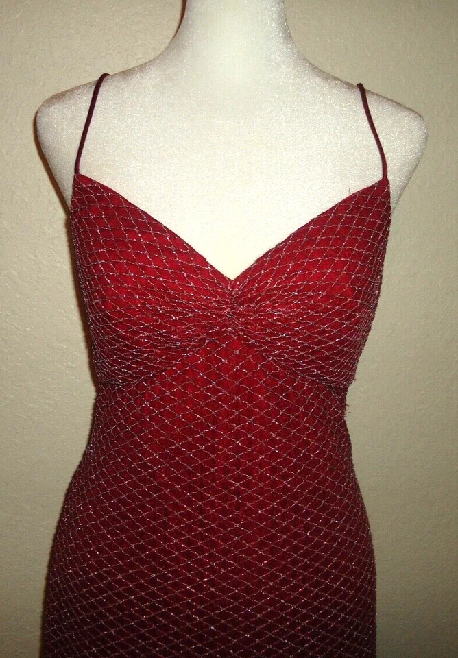 Vestido largo formal borgoña forro vintage años 90 DE-LARU BY SHEILA YEN talla 11/12 Foto 4 de 4