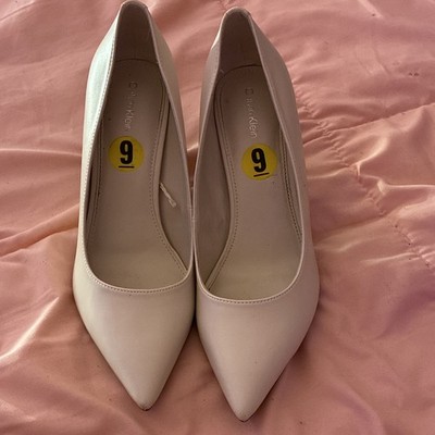 Calvin Klein Women s White Leather Pointed Toe Stiletto Pumps Slip On 9M