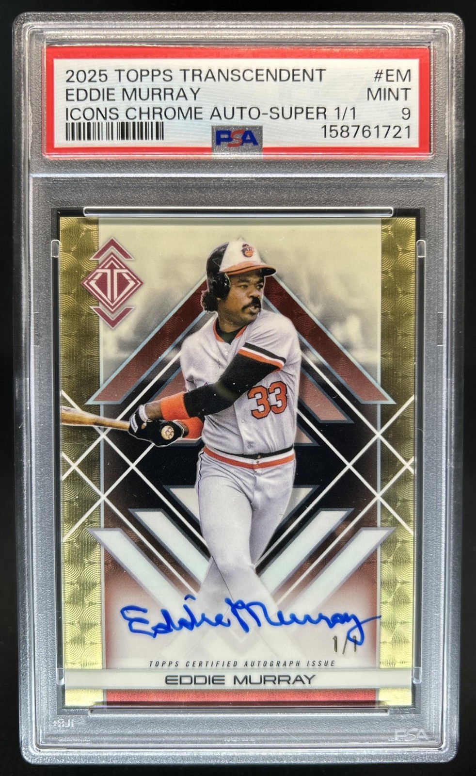 2025 Topps Transcendent Eddie Murray Icons Chrome Auto SuperFractor #1/1 PSA 9