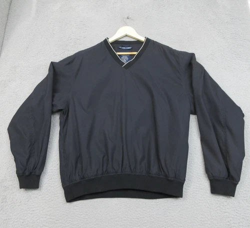 Devon & Jones Golf Windbreaker Pullover Jacket Men L Blue Vneck Corporate Casual - product listing photo