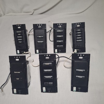 Lot of 7 Lutron Homeworks STR-NB-NONE Black Keypads Used Functional
